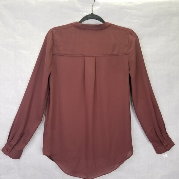 Anthropologie Maeve Eva Wrap Drape Front Blouse Women's Size 2 Crepe Taupe - Picture 6 of 16